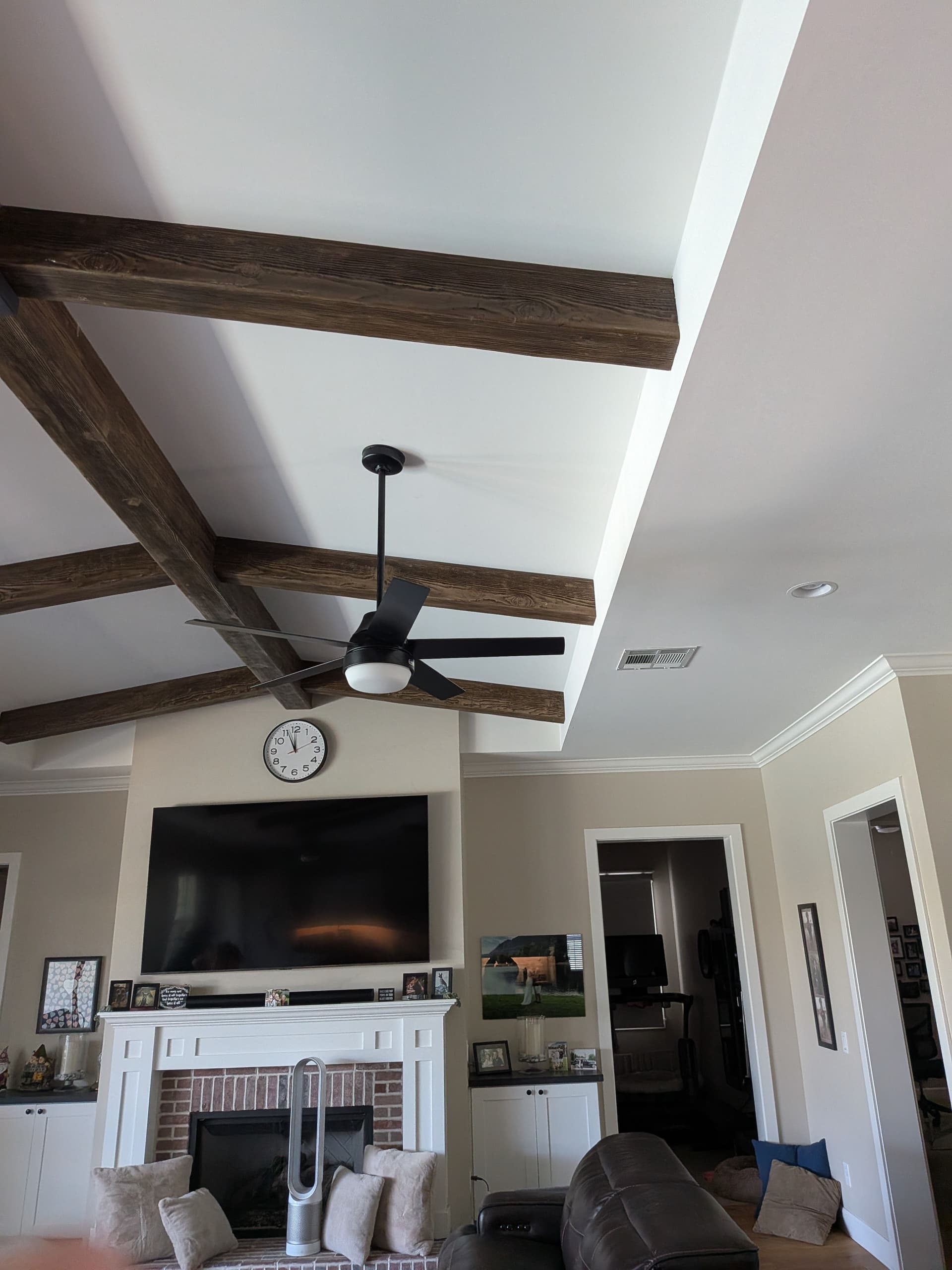 Gallery photos for Two Ceiling Fans Added to a Living Room With Exposed Beams: Image #3